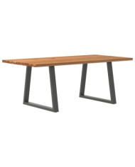 Table à manger marron clair bois de chêne massif rectangulaire | Mobilier & Déco