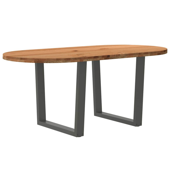 Table à manger marron clair bois de chêne massif ovale | Mobilier & Déco