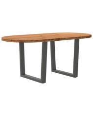 Table à manger marron clair bois de chêne massif ovale | Mobilier & Déco