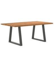 Table à manger avec bord naturel 180x100x74cm bois massif chêne | Mobilier & Déco