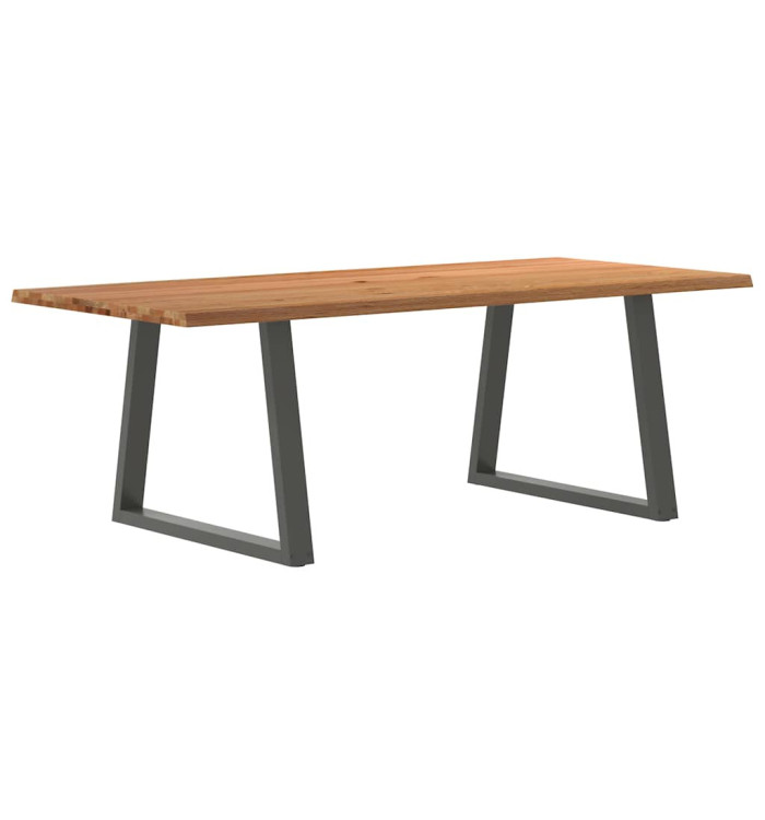 Table à manger avec bord naturel 220x100x74cm bois massif chêne | Mobilier & Déco
