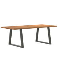 Table à manger avec bord naturel 220x100x74cm bois massif chêne | Mobilier & Déco