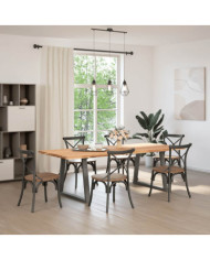 Table à manger marron clair bois de chêne massif rectangulaire | Mobilier & Déco