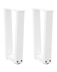Pieds de table basse en forme de V, 2 pièces, blanc, 38 x (42-43,3) cm, acier | Mobilier & Déco