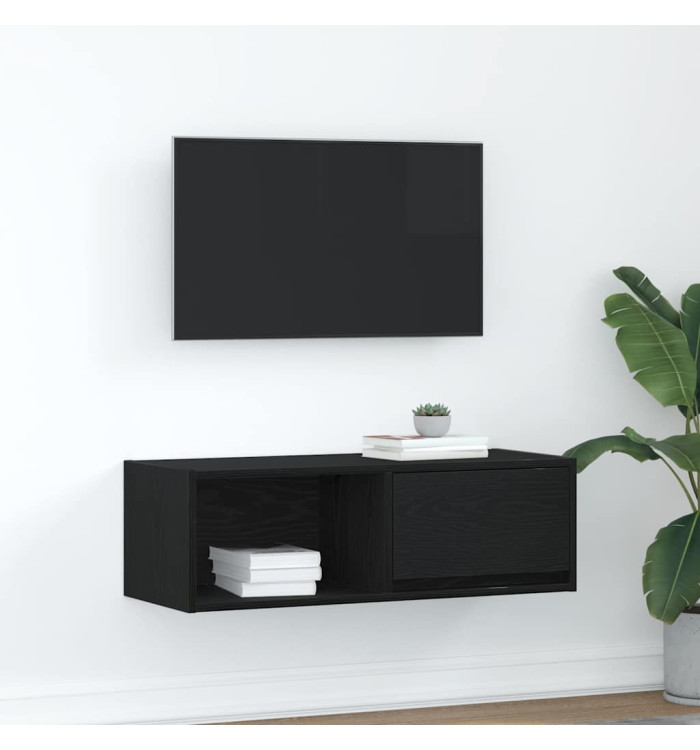 Meuble TV chêne noir 80x31x25,5 cm bois d'ingénierie | Mobilier & Déco