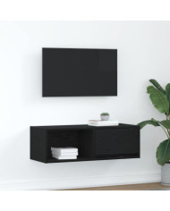 Meuble TV chêne noir 80x31x25,5 cm bois d'ingénierie | Mobilier & Déco