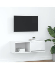 Meuble TV blanc 80x31x25,5 cm bois d'ingénierie | Mobilier & Déco