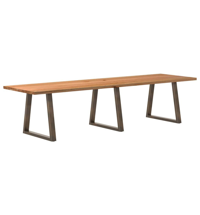 Table à manger marron clair bois de chêne massif rectangulaire | Mobilier & Déco