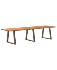 Table à manger marron clair bois de chêne massif rectangulaire | Mobilier & Déco