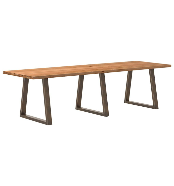 Table à manger marron clair bois de chêne massif rectangulaire | Mobilier & Déco