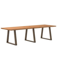 Table à manger marron clair bois de chêne massif rectangulaire | Mobilier & Déco