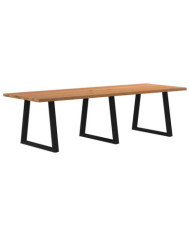 Table à manger avec bord naturel 280x100x74cm bois massif chêne | Mobilier & Déco