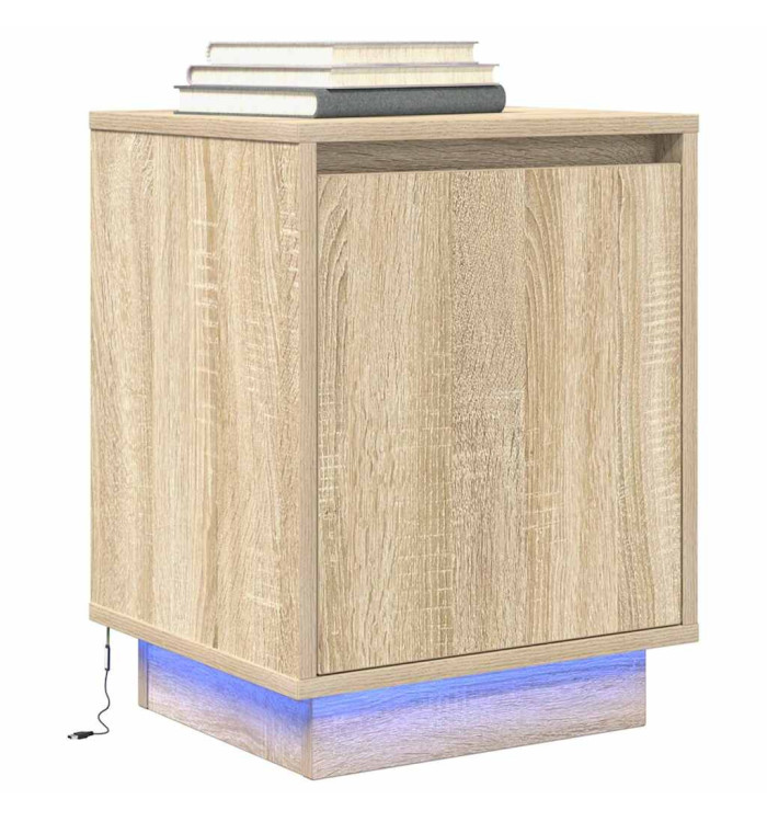 Table de chevet avec lumières LED chêne sonoma 38x34x50 cm | Mobilier & Déco