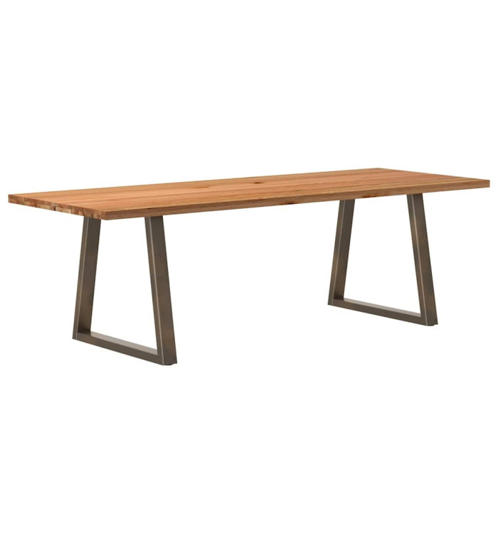 Table à manger marron clair bois de chêne massif rectangulaire | Mobilier & Déco