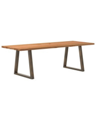 Table à manger marron clair bois de chêne massif rectangulaire | Mobilier & Déco