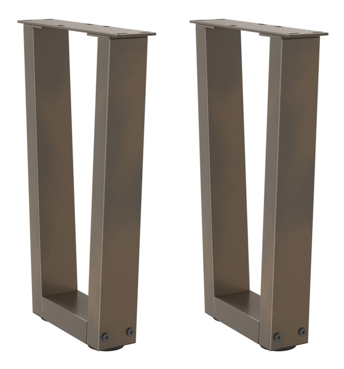 Pieds de table basse en forme de V, 2 pièces, acier naturel, 38 x (42-43,3) cm | Mobilier & Déco