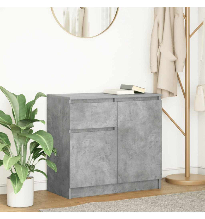 Buffet avec tiroir gris béton 71x35x65 cm bois d'ingénierie | Mobilier & Déco
