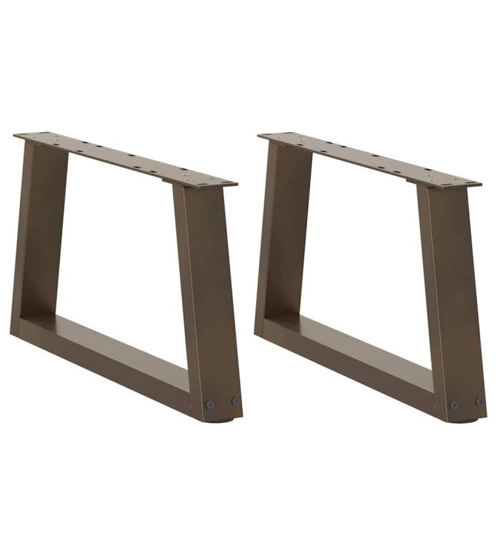 Pieds de table basse en forme de V, 2 pièces, acier naturel, 60 x (30-31,3) cm | Mobilier & Déco