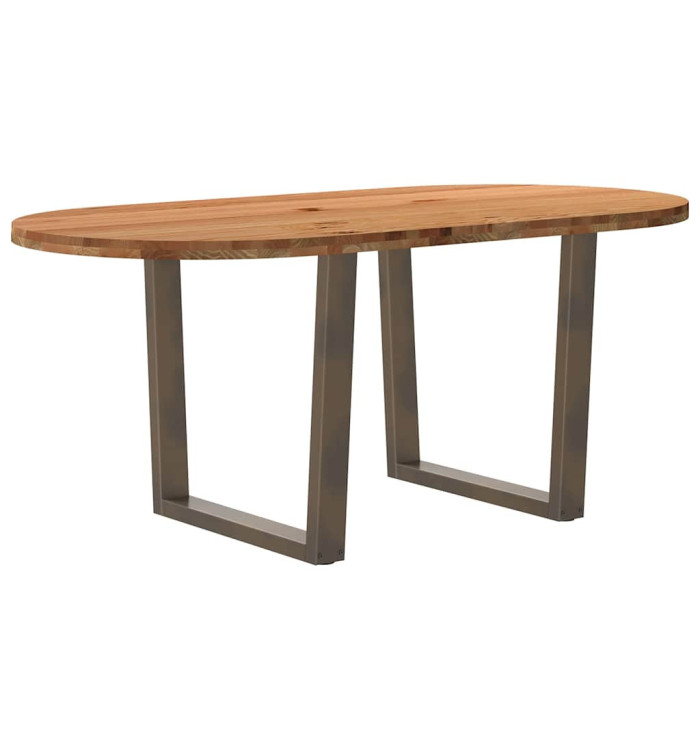 Table à manger marron clair bois de chêne massif ovale | Mobilier & Déco