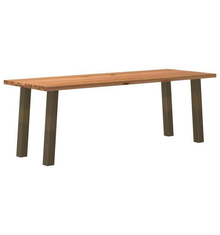 Table à manger marron clair bois de chêne massif rectangulaire | Mobilier & Déco