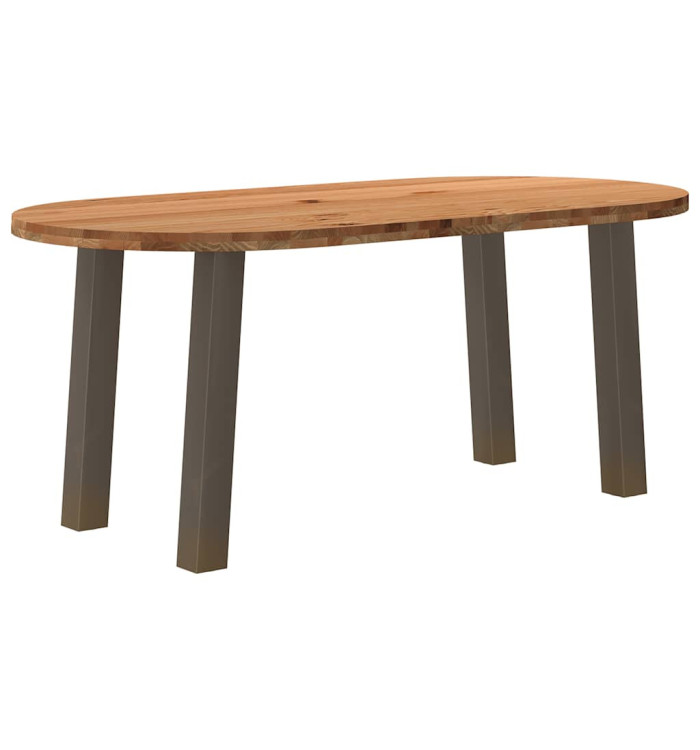 Table à manger marron clair bois de chêne massif ovale | Mobilier & Déco