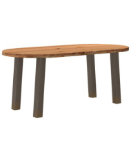 Table à manger marron clair bois de chêne massif ovale | Mobilier & Déco