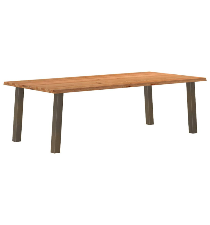 Table à manger marron clair bois de chêne massif rectangulaire | Mobilier & Déco
