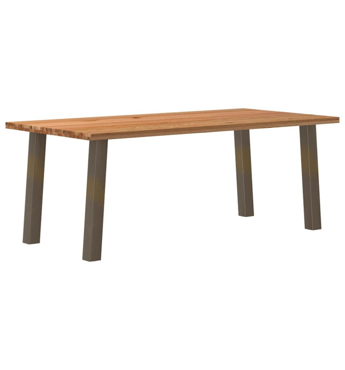 Table à manger marron clair bois de chêne massif rectangulaire | Mobilier & Déco