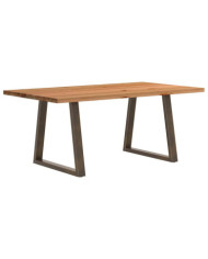 Table à manger marron clair bois de chêne massif rectangulaire | Mobilier & Déco