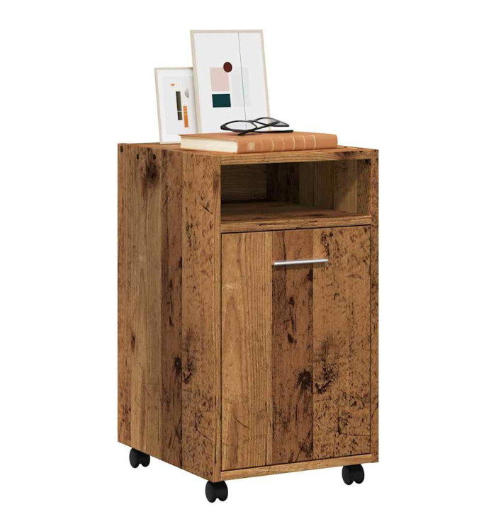 Armoire avec roues vieux bois 33x38x60 cm bois d'ingénierie | Mobilier & Déco