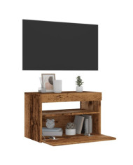 Meuble TV avec lumières LED vieux bois bois d'ingénierie | Mobilier & Déco