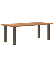 Table à manger marron clair bois de chêne massif rectangulaire | Mobilier & Déco