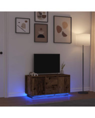 Meuble TV avec éclairage LED vieux bois 100x41x50 cm | Mobilier & Déco
