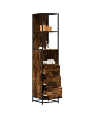 Armoire de salle de bain chêne fumé 35x37,5x166 cm | Mobilier & Déco