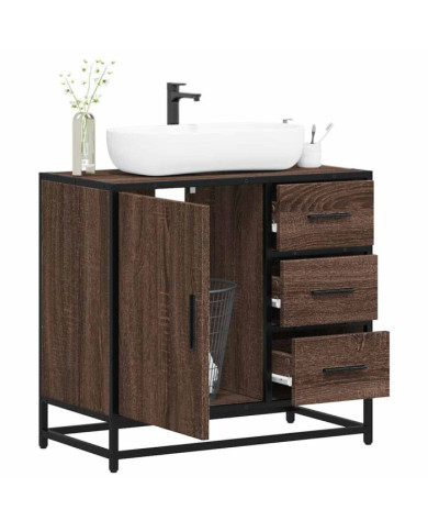 Armoire de lavabo de salle de bain chêne marron 65x33x60 cm | Mobilier & Déco