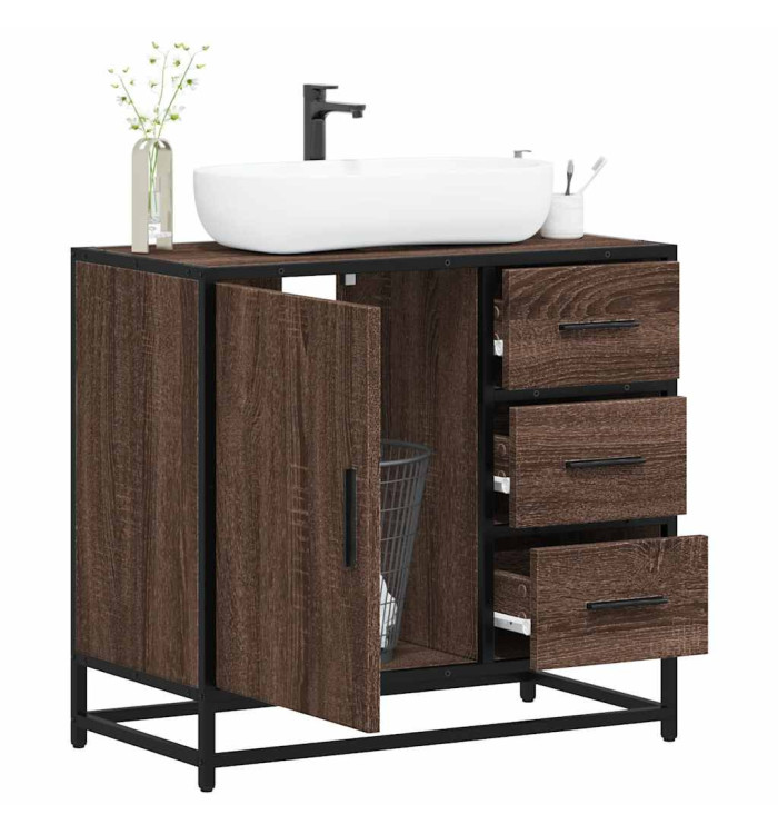 Armoire de lavabo de salle de bain chêne marron 65x33x60 cm | Mobilier & Déco