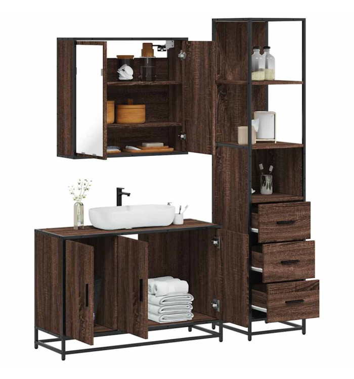 Ensemble de meubles de salle de bain 3 pcs Chêne marron | Mobilier & Déco