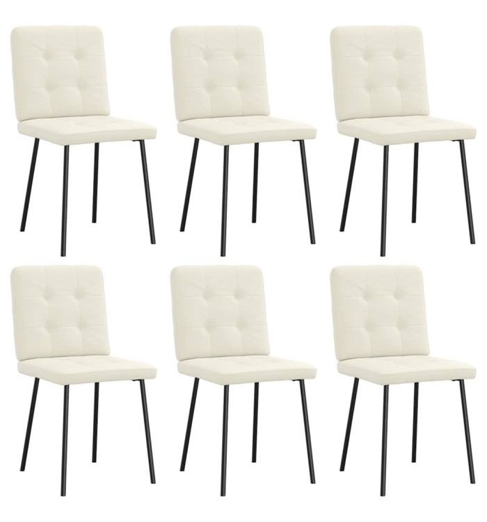 Chaises à manger lot de 6 crème velours | Mobilier & Déco