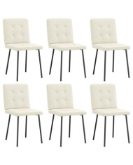 Chaises à manger lot de 6 crème velours | Mobilier & Déco