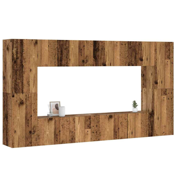Ensemble de meuble TV mural 8 pcs vieux bois bois d'ingénierie | Mobilier & Déco