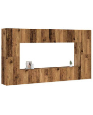 Ensemble de meuble TV mural 8 pcs vieux bois bois d'ingénierie | Mobilier & Déco