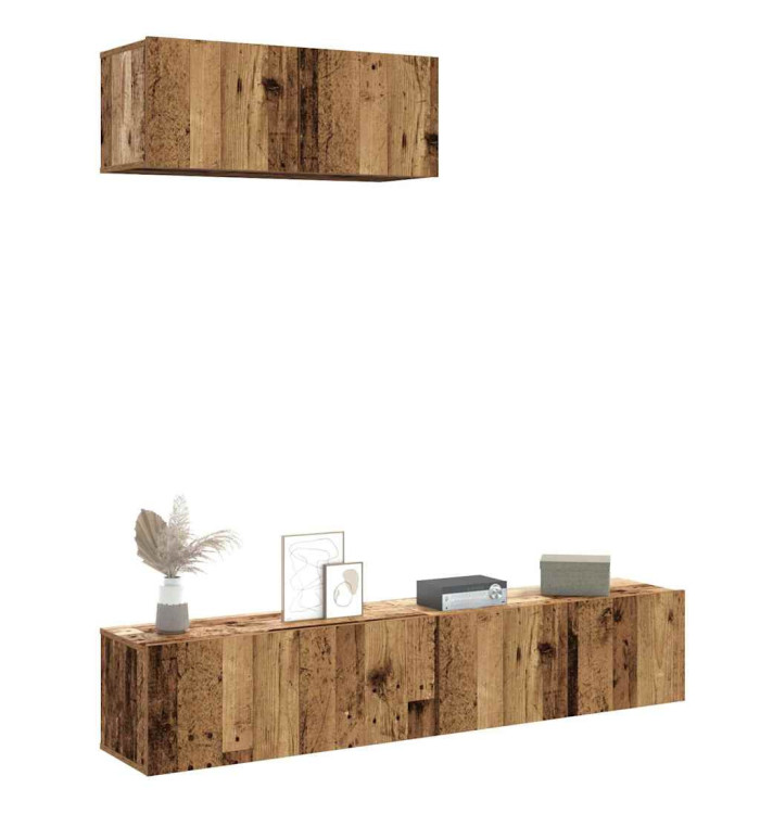 Ensemble de meuble TV mural 3 pcs vieux bois bois d'ingénierie | Mobilier & Déco
