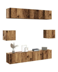 Ensemble de meuble TV mural 6 pcs vieux bois bois d'ingénierie | Mobilier & Déco