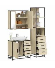 Ensemble de meubles de salle de bain 3 pcs chêne sonoma | Mobilier & Déco