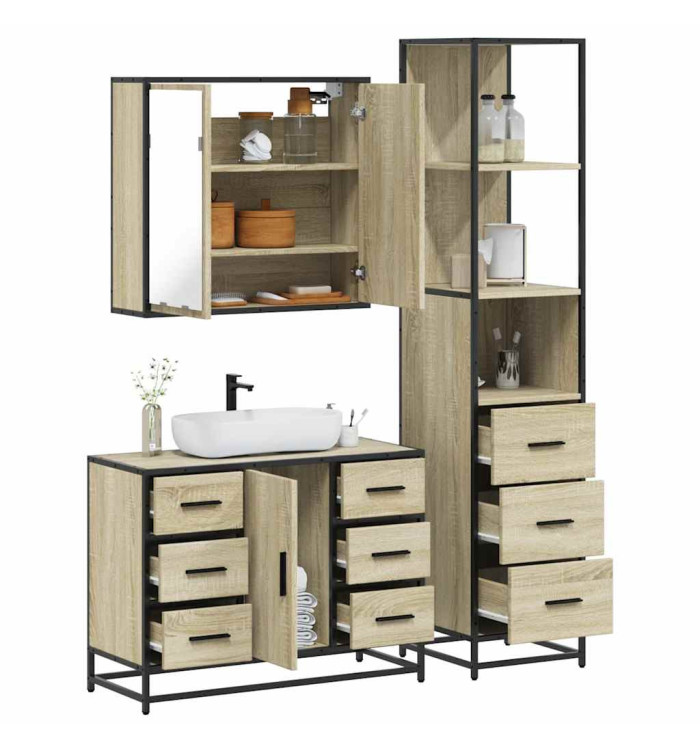 Ensemble de meubles de salle de bain 3 pcs chêne sonoma | Mobilier & Déco