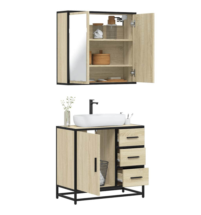 Ensemble de meubles de salle de bain 2 pcs chêne sonoma | Mobilier & Déco