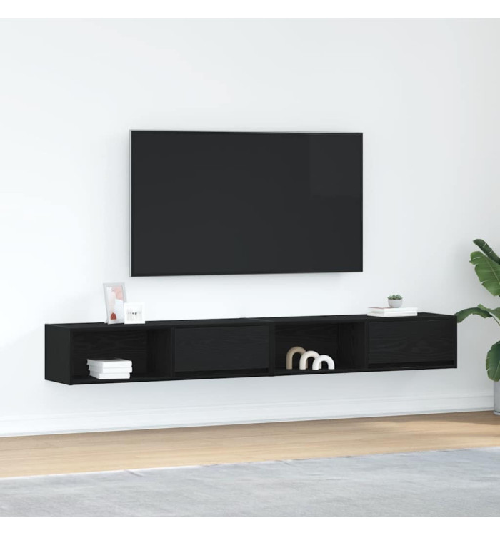 Meuble TV 2 pcs chêne noir 100x31x25,5 cm bois d'ingénierie | Mobilier & Déco