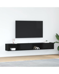Meuble TV 2 pcs chêne noir 100x31x25,5 cm bois d'ingénierie | Mobilier & Déco