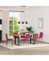 Chaises à manger lot de 6 rouge bordeaux velours | Mobilier & Déco