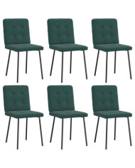 Chaises à manger lot de 6 vert foncé velours | Mobilier & Déco